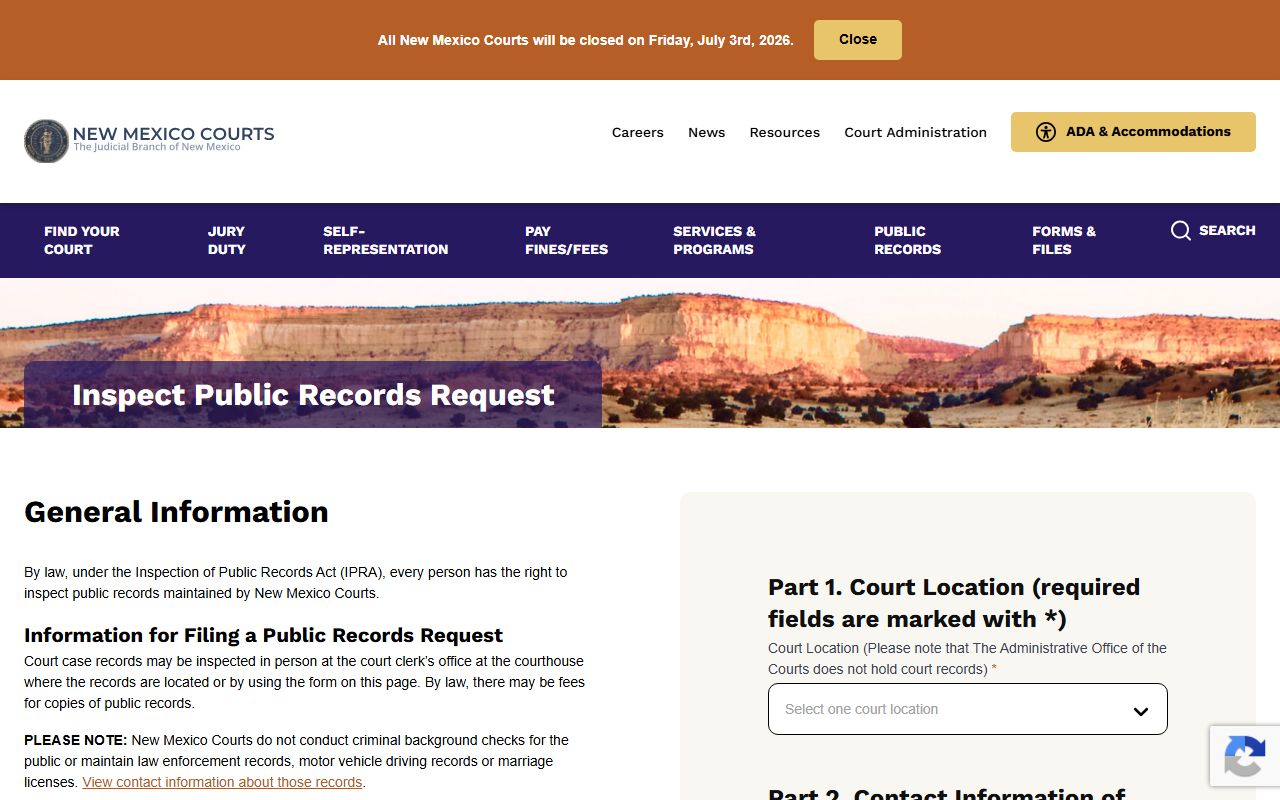 Chaves County court records after arrest New Mexico Courts IPRA form