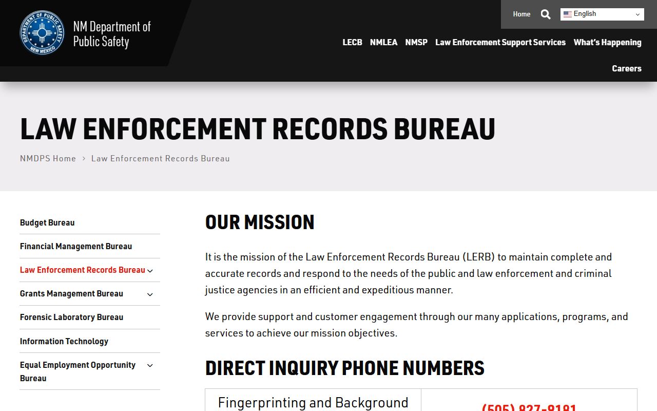 Chaves County court records after arrest New Mexico DPS Law Enforcement Records Bureau