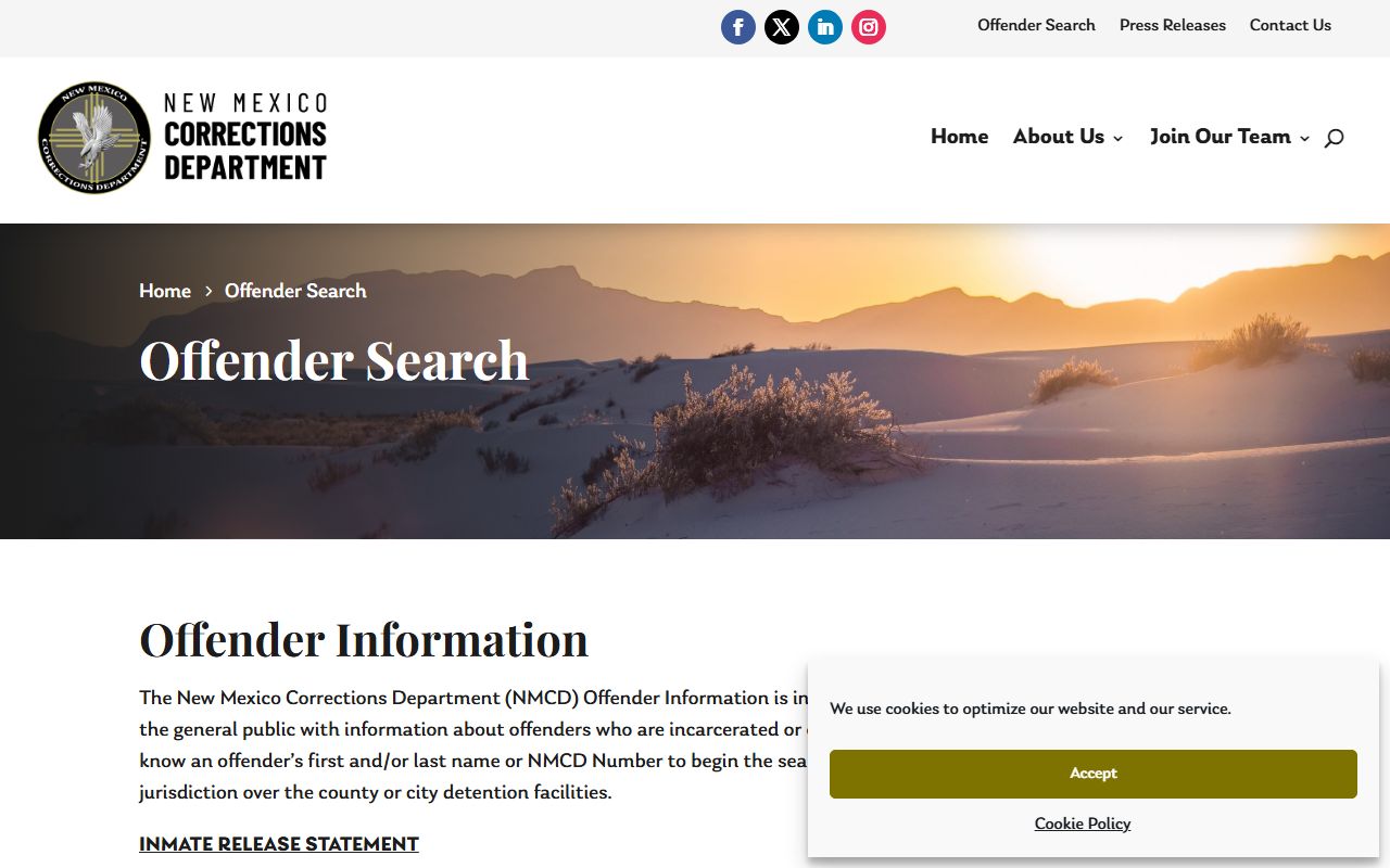 Chaves County inmate population NMCD offender search for state prisoners