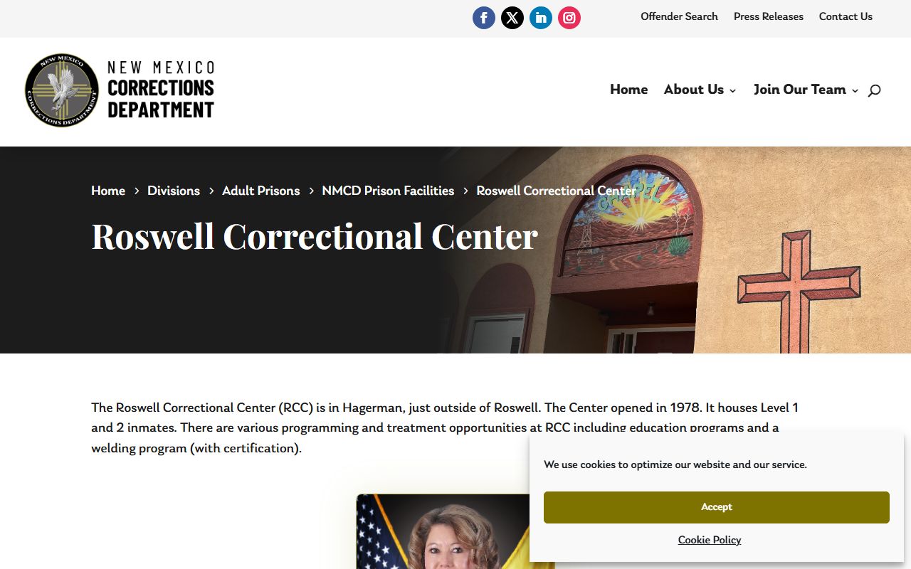 Roswell Correctional Center NMCD facility page